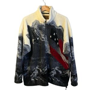 Vintage Bear Ridge Outfitters AOP Fleece Jacket Sz M Full Zip Eagle Mountain USA